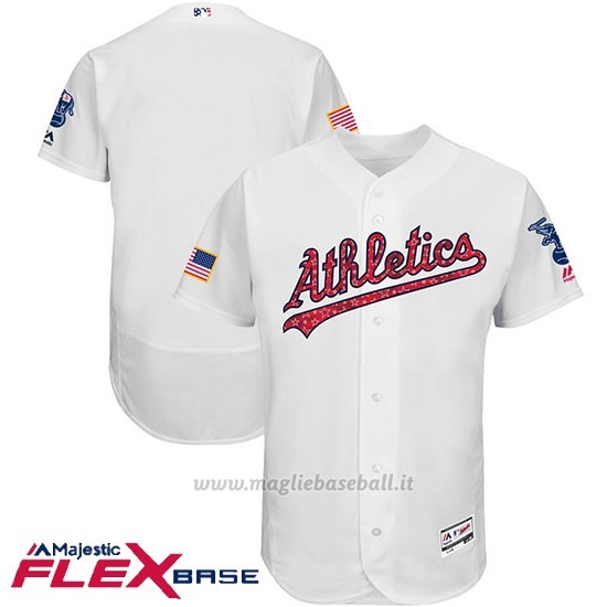 Maglia Baseball Uomo Oakland Athletics 2017 Estrellas y Rayas Bianco Flex Base